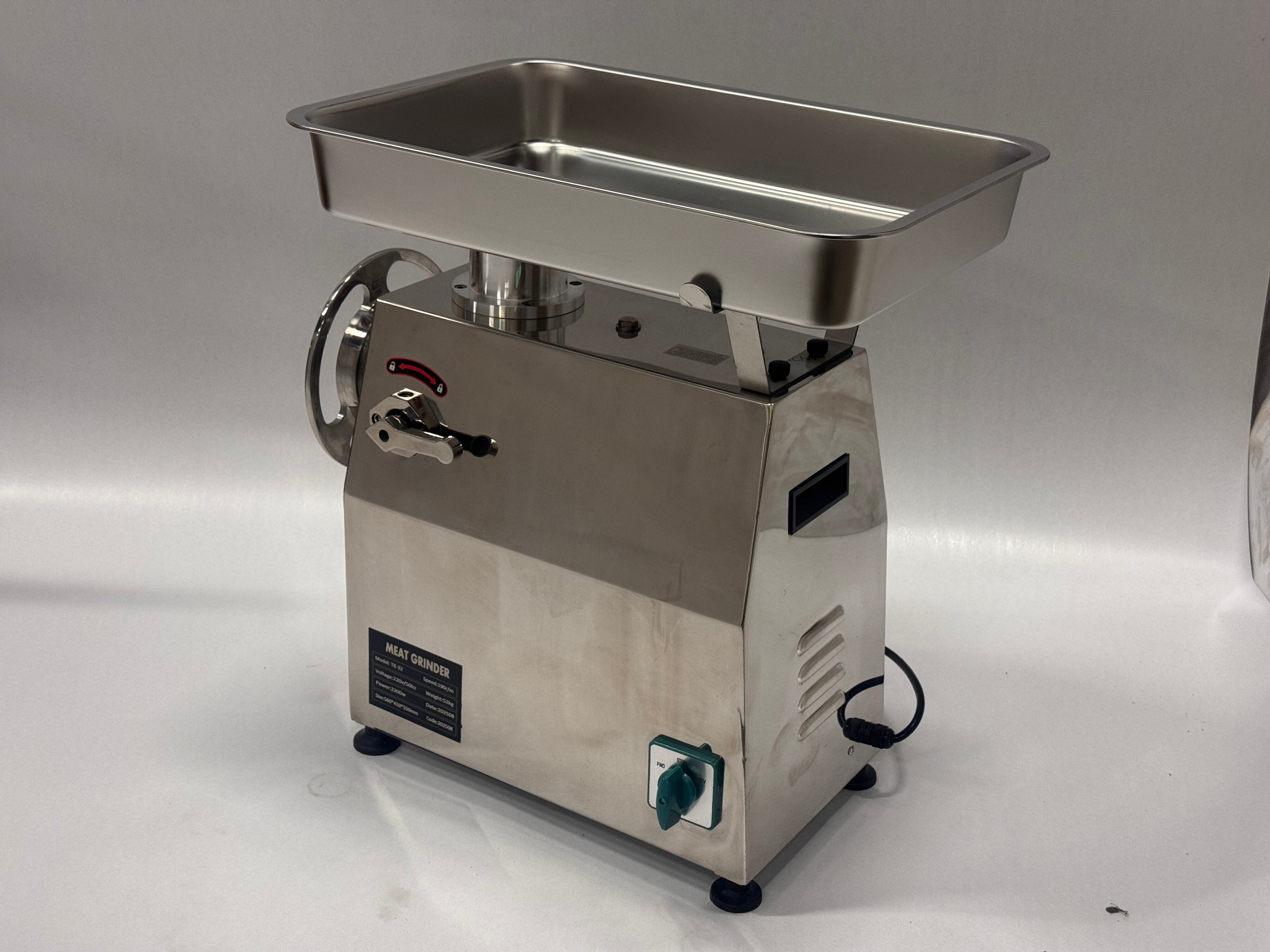 Professionele RVS gehaktmolen 350kg/h - 190 RPM