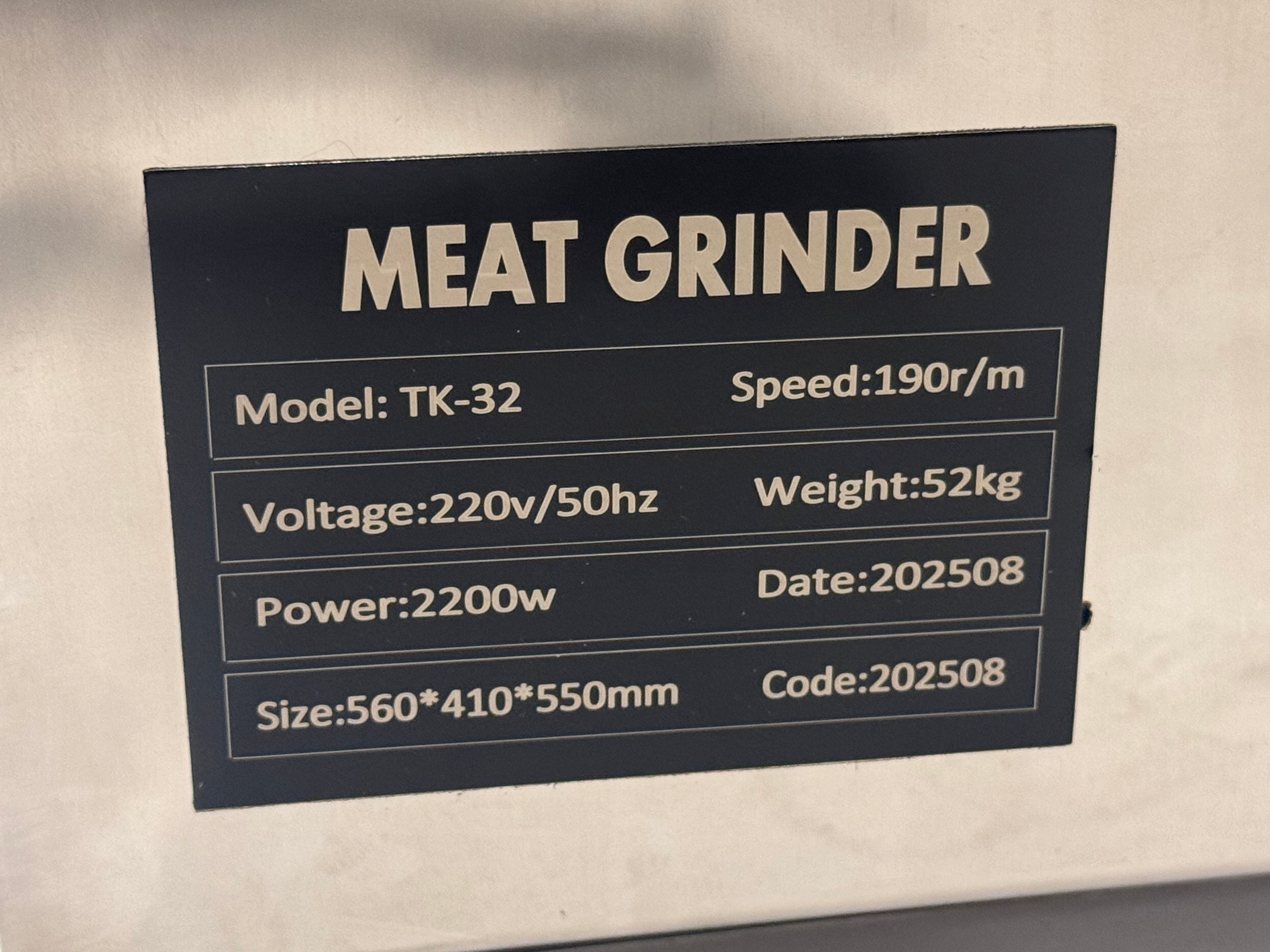 Professionele RVS gehaktmolen 350kg/h - 190 RPM