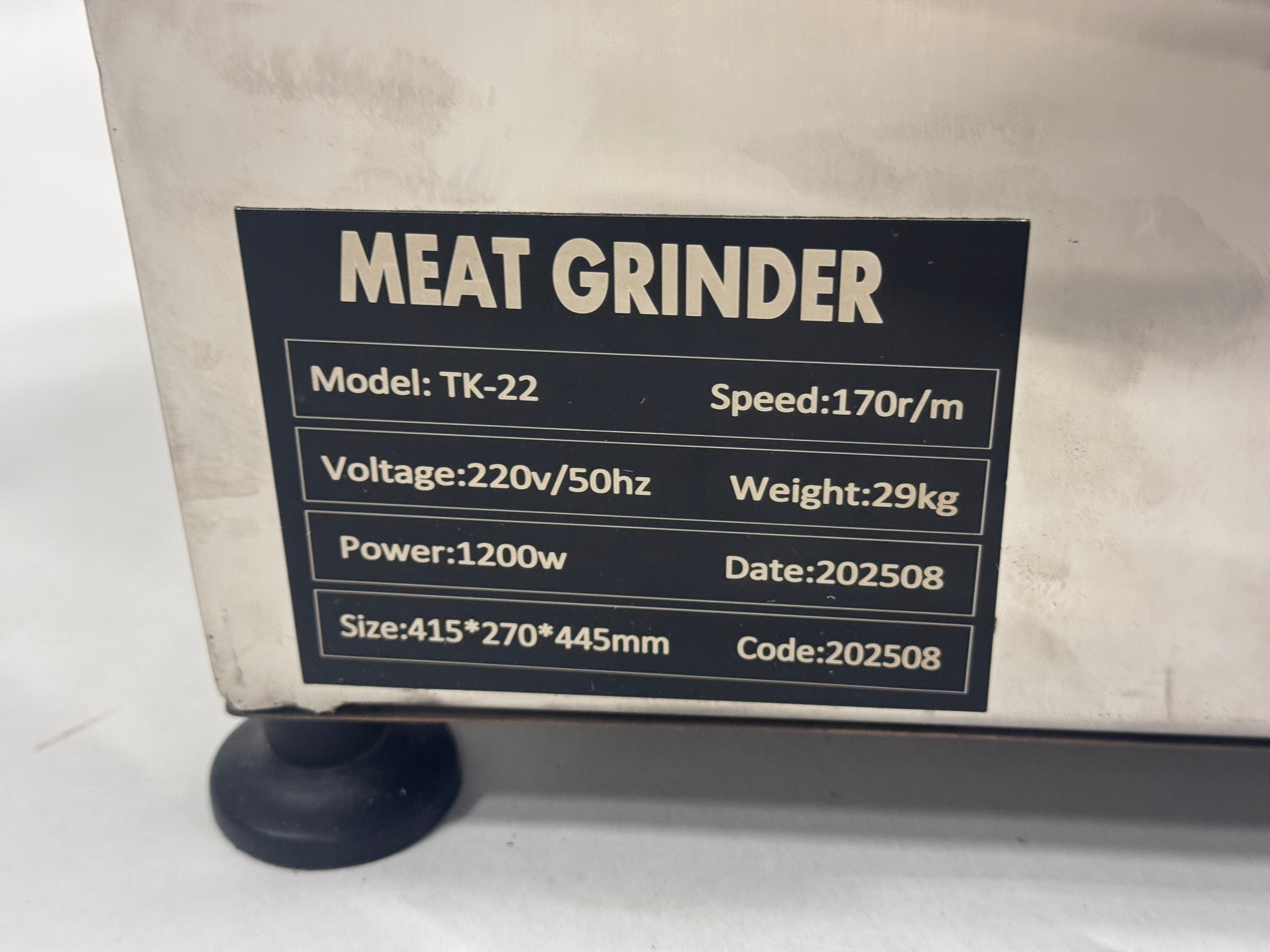 Professionele RVS gehaktmolen 200kg/h - 170 RPM