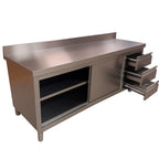 Premium RVS werkkast met schuifdeur, lades en spatrand