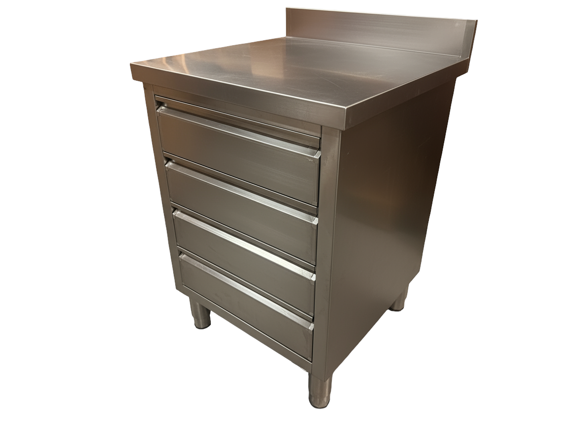 RVS Ladekast 4 lades met opstaande rand - 60x60cm