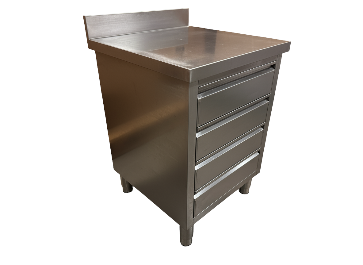 RVS Ladekast 4 lades met opstaande rand - 60x60cm